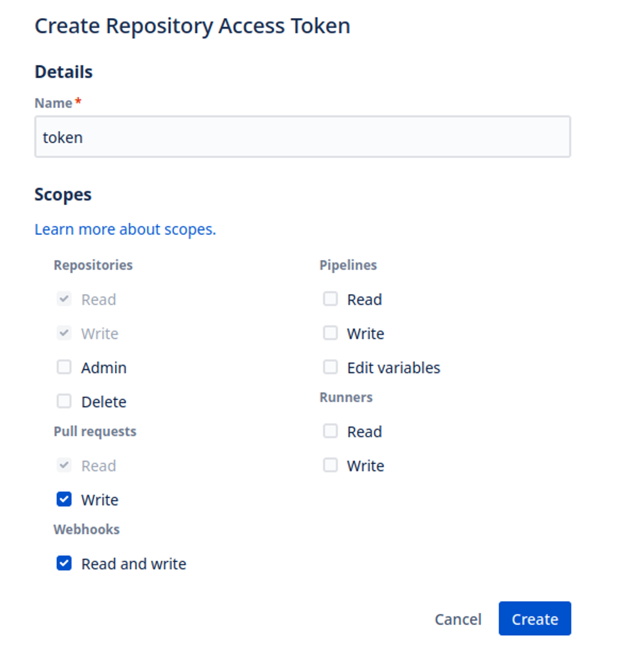 Bitbucket token